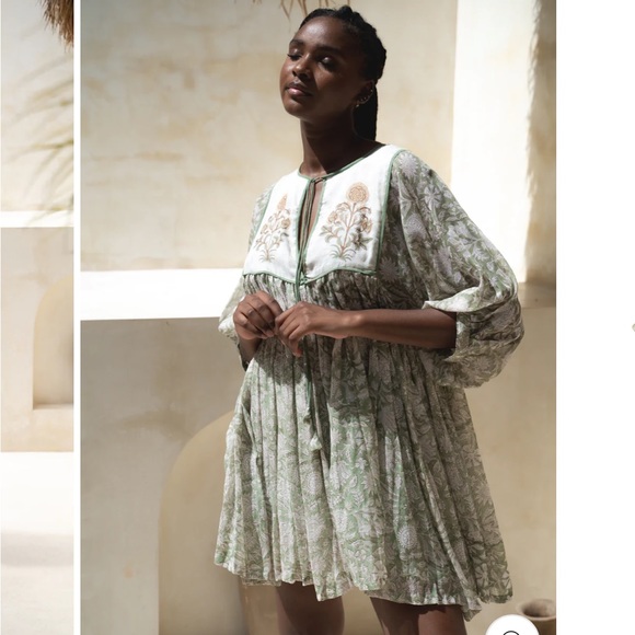 NWT Daughters of India Diya Mini Dress in Pistachio, sz XL - Picture 3 of 15